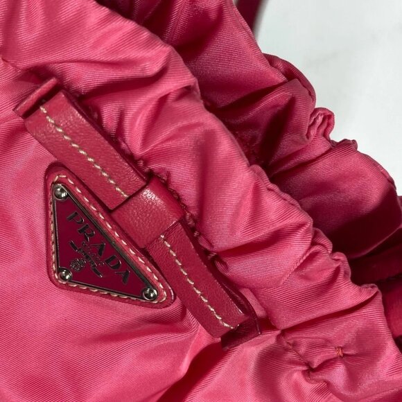 PRADA Shoulder Bag Bag Logo ribbon 2WAY bag Hand Bag Nylon pink - Picture 10 of 16